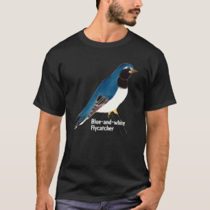 Japanse Vogelkunst Blauw & wit Flycatcher T-shirt
