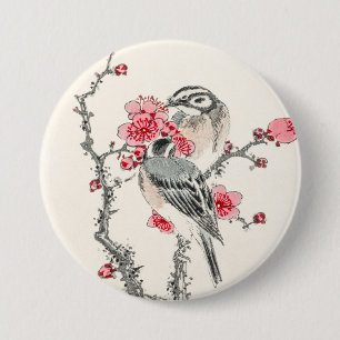 Japanse vogels 3 ronde button 7,6 cm