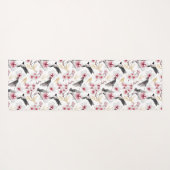 Japanse Vogels en Bloemen Rood en Grijs Yogamat (Achterkant (horizontaal))