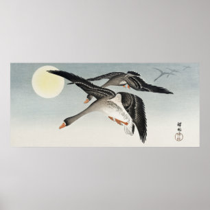  Japanse vogels in Full Moon door Ohara Koson Poster