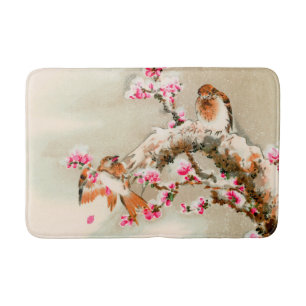 japanse vogels op een tak badmat