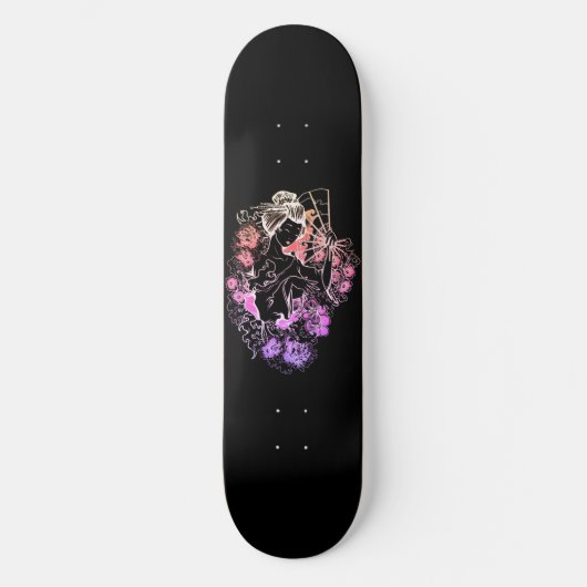 Japanse vrouw danst op bloemen Skateboard Deck (Voorkant)