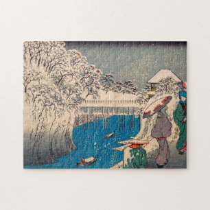 Japanse vrouw die Aziatische Cherry Blosso tekent Legpuzzel