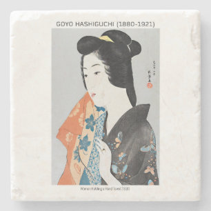 Japanse vrouw die haar handdoek vasthoudt - Goyō H Stenen Onderzetter