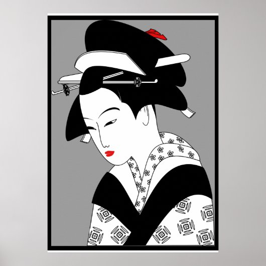 Japanse Vrouw Geisha Poster (Voorkant)