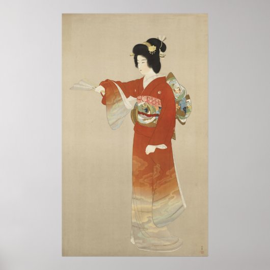 Japanse vrouw in Kimono Poster (Voorkant)