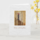 Japanse vrouw in regen "herfst winden" vriendschap kaart (Gele Bloem)