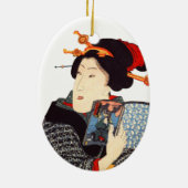 Japanse vrouw leest 2 keramisch ornament (Achterkant)