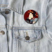 Japanse vrouw leest 2 ronde button 5,7 cm (In situ)