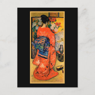 Japanse vrouw met een ventilator briefkaart