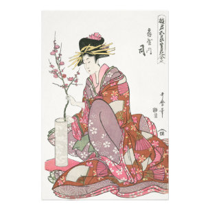 Japanse vrouw Schilderen kunst houtblok print Foto Afdruk