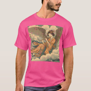 Japanse vrouw speelt fluit Woodblock Wom T-shirt
