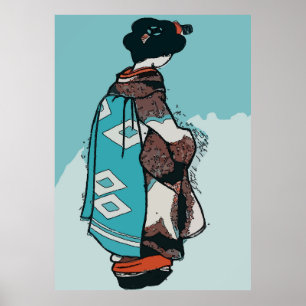  Japanse vrouw, voeg tekst toe Poster