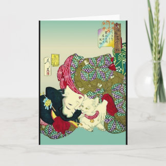 Japanse vrouwen en katten kaart