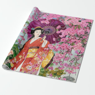 Japanse vrouwen in Kimono - Douchegordijn Cadeaupapier
