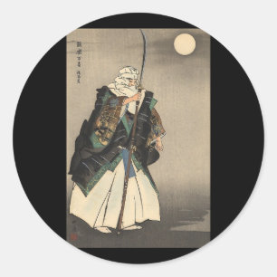 Japanse Warrior Painting. Circa 1922 Ronde Sticker
