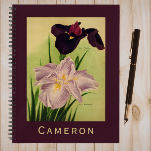 Japanse Wateriris Vintage Botanische Monogram Notitieboek