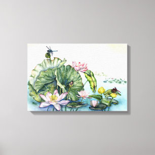 Japanse waterlelies en lotusbloemen canvas afdruk