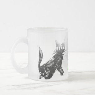 Japanse watermerk Cat *Sumi Matglas Koffiemok