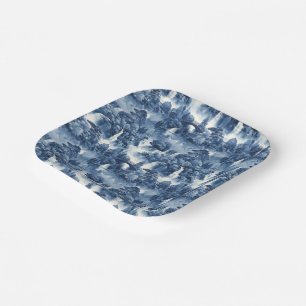 Japanse watertuin in een blauw wit porselein papieren bordje