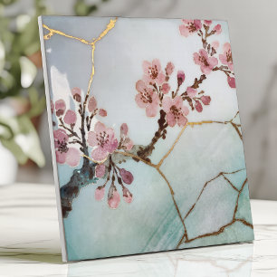 Japanse Waterverf Cherry Blossom Kintsugi Tegeltje