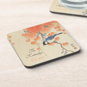 Japanse Waterverf Vogelafdrukken Bier Onderzetter (Linkerzijde)