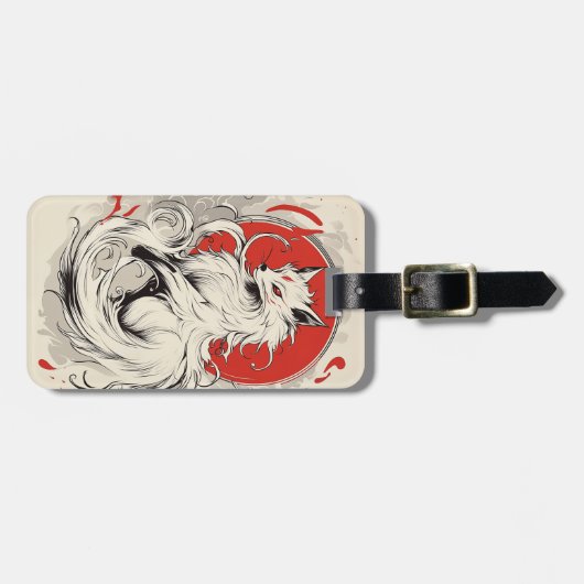 Japanse Witte Kitsune vos Bagagelabel (Voorkant horizontaal)