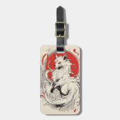 Japanse Witte Kitsune vos Bagagelabel (Voorkant verticaal)