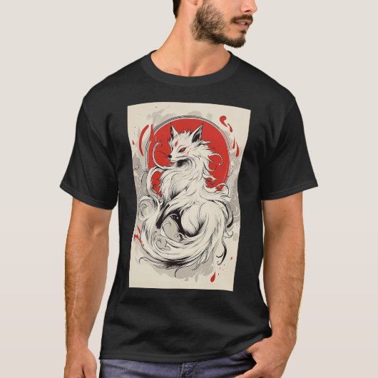 Japanse Witte Kitsune vos T-shirt (Voorkant)