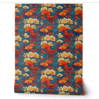 Japanse wolken en bloemen