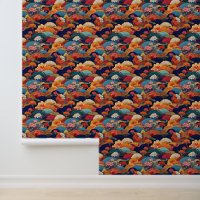 Japanse wolken en bloemen