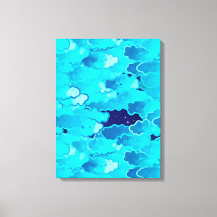Japanse wolken, Evening Sky, Turquoise en Indigo Canvas Afdruk