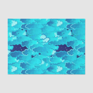 Japanse wolken, Evening Sky, Turquoise en Indigo Tissuepapier