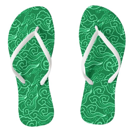 Japanse wolken, Jade Green Teenslippers (Voetbed)