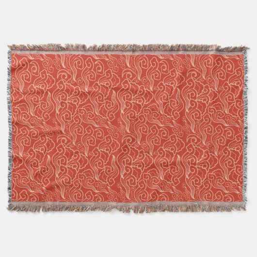 Japanse wolken, koraal Sinaasappel Deken (Voorkant)