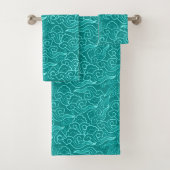 Japanse wolken, Turquoise en Aqua Bad Handdoek (Insitu)
