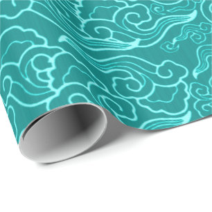 Japanse wolken, Turquoise en Aqua Cadeaupapier