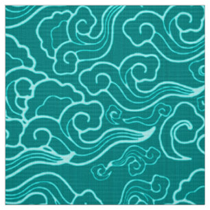 Japanse wolken, Turquoise en Aqua Stof