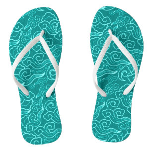 Japanse wolken, Turquoise en Aqua Teenslippers