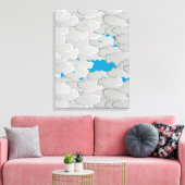 Japanse wolken, zomerdag, wit en hemelblauw canvas afdruk (Insitu (Woonkamer))
