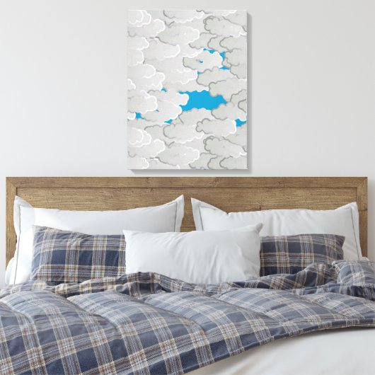 Japanse wolken, zomerdag, wit en hemelblauw canvas afdruk (Insitu (Slaapkamer))