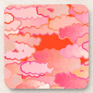Japanse wolken, zonsondergang, koraal, Fuchsia, ro Bier Onderzetter