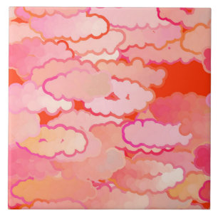 Japanse Wolken, Zonsondergang, Koraal, Fuchsia, Tegeltje