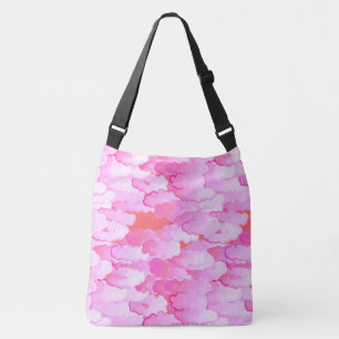 Japanse wolken, zonsopgang, orchidee roze en koraa crossbody tas