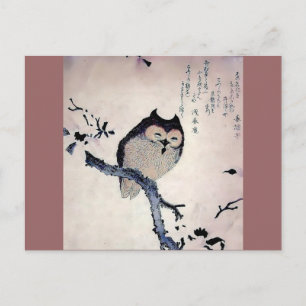 Japanse Woodblock Art Owl Print Briefkaart
