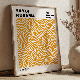 Japanse Yayoi Kusama Gele Abstracte Tentoonstellin Poster