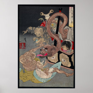 Japanse Yokai ukiyo-E Omoi Tsuzura door Yoshitoshi Poster