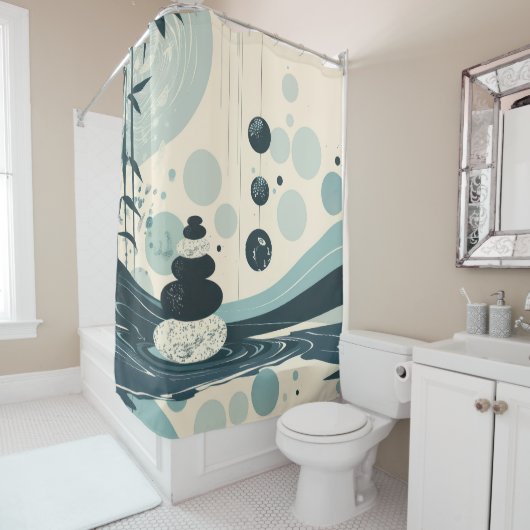 Japanse Zen in Groen Douchegordijn (In situ)