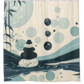 Japanse Zen in Groen Douchegordijn (Voorkant)