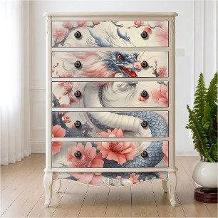 Japanse Zen Tuin Draak   Fijne Kunst Decoupage Tissuepapier